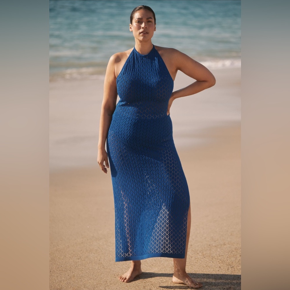 Anthropologie Women’s 2X Sunday In Brooklyn Halter Crochet Cover-up MIDI Dress